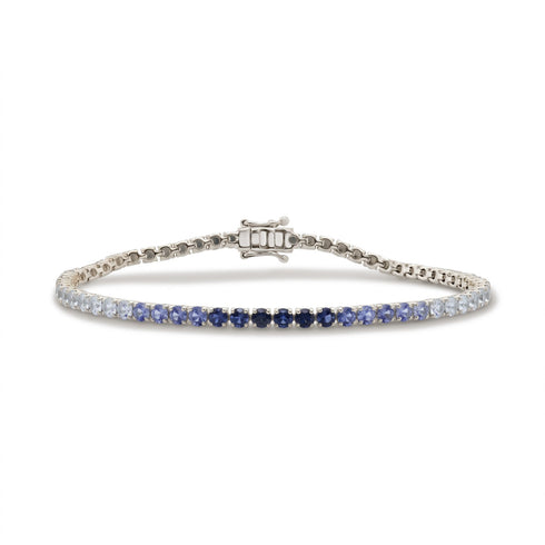 14K Gold Sapphire Tennis Ombre Bracelet - 5.04 CT - 1