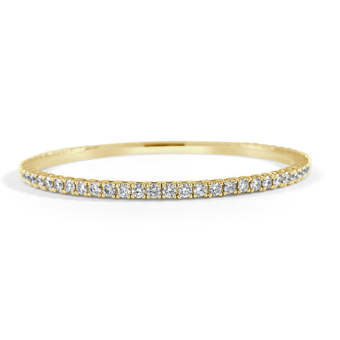 14k Gold & Diamond Flexible Bangle - 3.02ct - 1