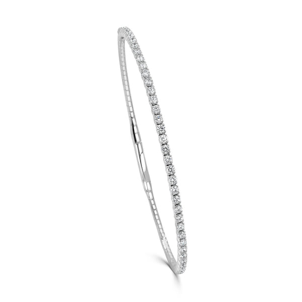 14K Gold & Diamond Half Way Around Flexible Bracelet-1.00 ct - 1