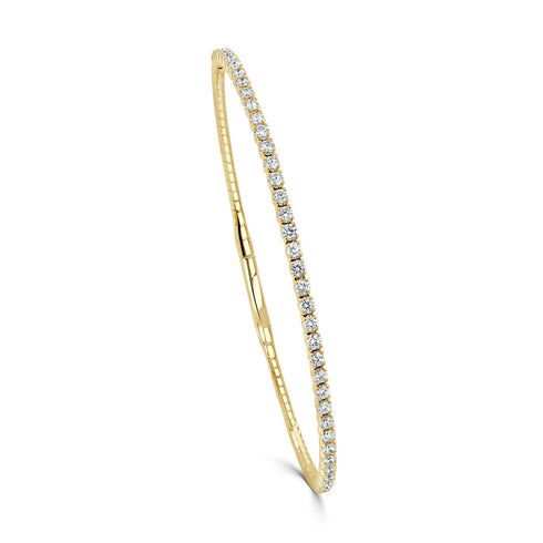 14K Gold & Diamond Half Way Around Flexible Bracelet-1.00 ct - 1