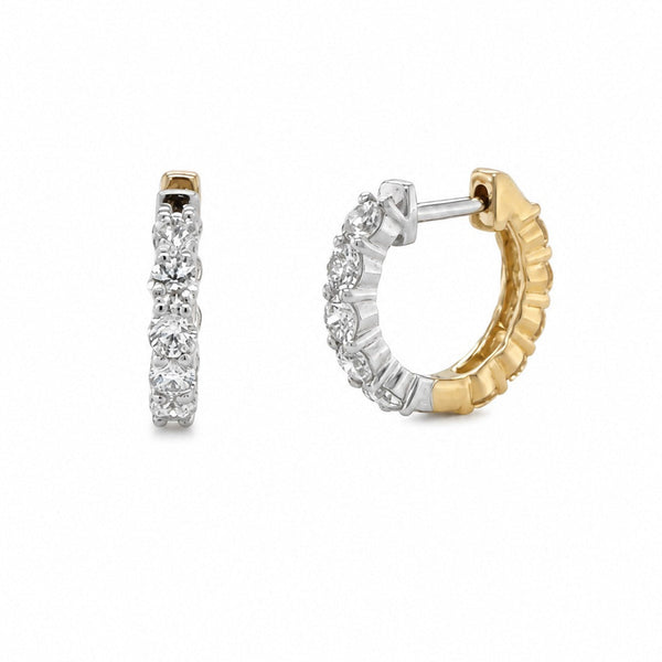 14K Gold Diamond Reversable Huggie - 1.00 CT - 1