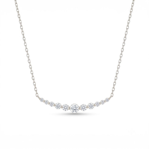 14K Gold Graduate Diamond Curve Bar Necklace - 0.95 CT - 1