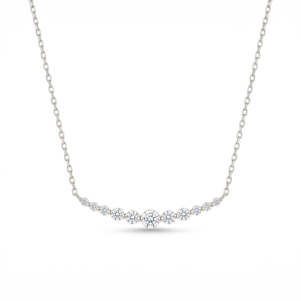 14K Gold Graduate Diamond Curve Bar Necklace - 0.95 CT - 1