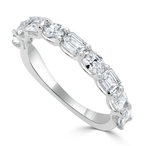 14k Gold Emerald-Cut & Oval Diamond Ring - 1.45ct - 1