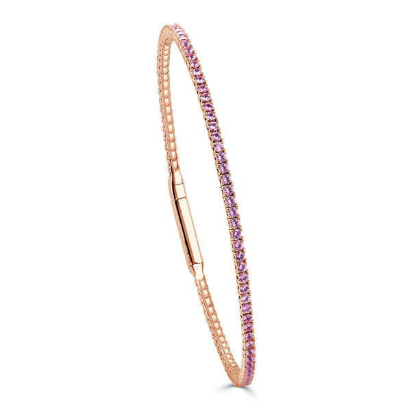 14K Gold & Pink Sapphire Flexible Eternity Bangle - 1.93ct - 1