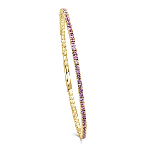 14K Gold & Pink Sapphire Flexible Eternity Bangle - 2.62ct - 1