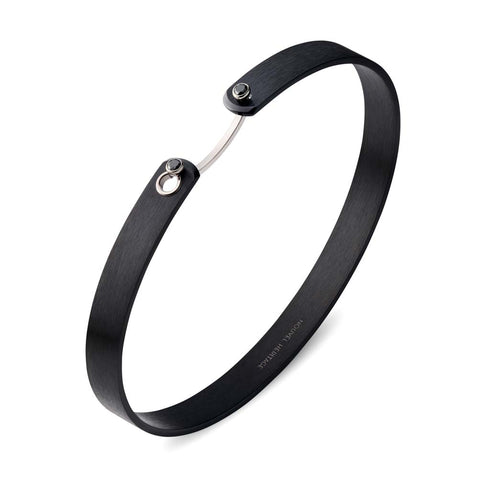 Midnight In Manhattan GM Mood Bangle in White Gold with Black Diamonds - 1