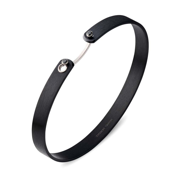 Midnight In Manhattan GM Mood Bangle in White Gold with Black Diamonds - 1
