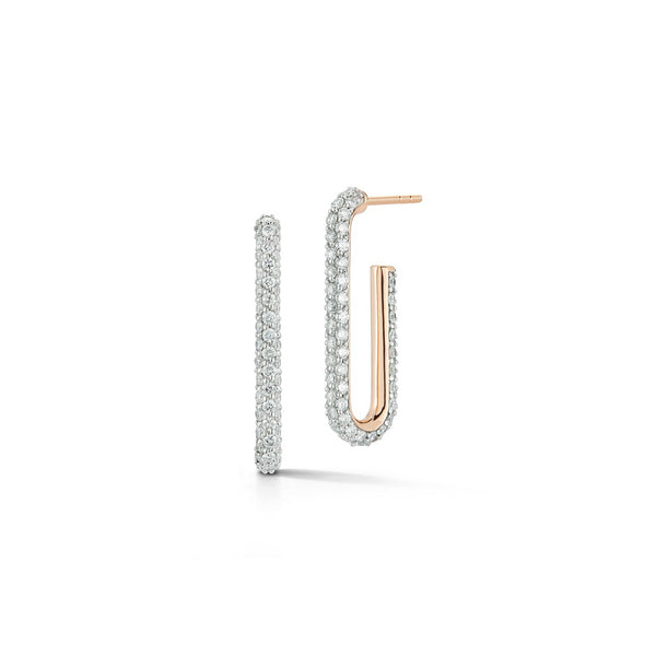 Saxon 18K Elongated Single Diamond Chain Link Earrings - 1
