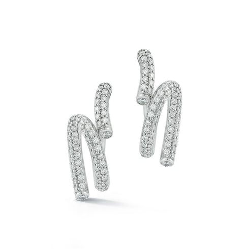 Thoby 18K White Gold And Diamond Duet Spiral Earrings - 1