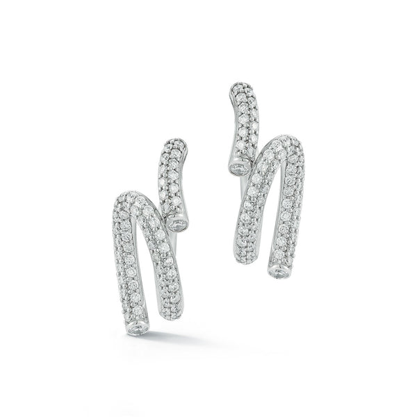 Thoby 18K White Gold And Diamond Duet Spiral Earrings - 1