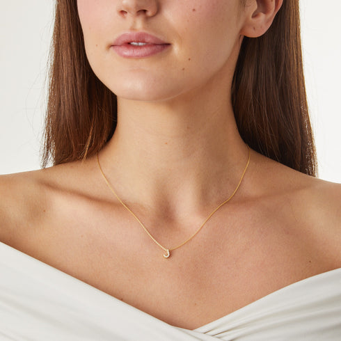 Tiny Treasures Love Letter 'J' Necklace in 18K Yellow Gold with Diamonds - 3