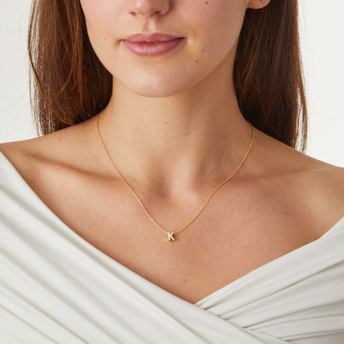 Love Letter K Necklace in 18K Yellow Gold with Diamonds - 3