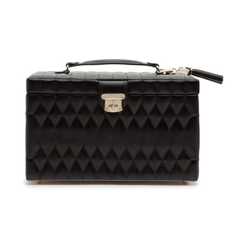 Caroline Large Jewellery Case in Diamond Quilted Leather - 1