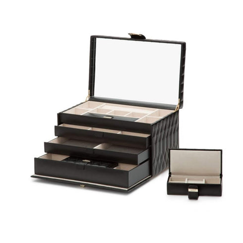 Caroline Large Jewellery Case in Diamond Quilted Leather - 3