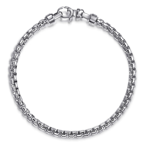 Classic 4mm Sterling Silver Round Box Chain Bracelet - 2