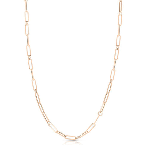 Paper Clip Link Necklace in 18K Rose Gold - 1