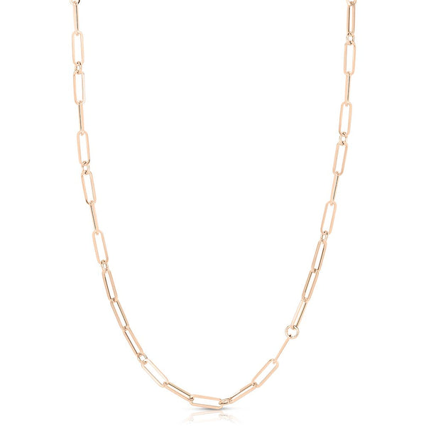 Paper Clip Link Necklace in 18K Rose Gold - 1