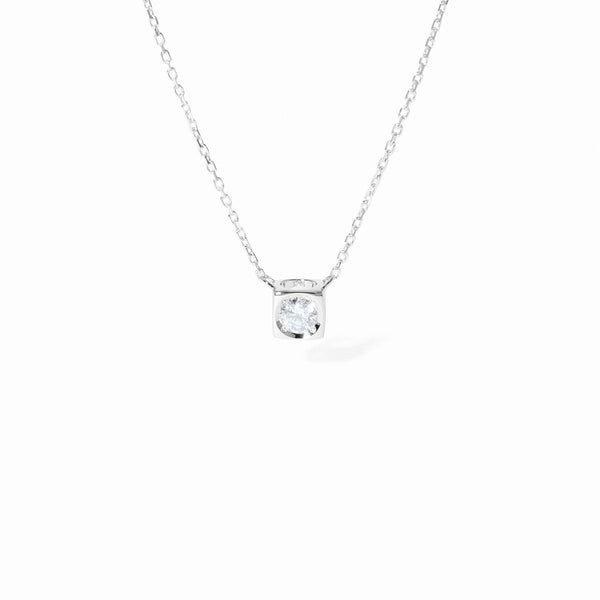 Le Cube Diamant Medium Necklace in 18K White Gold with Diamond - 1
