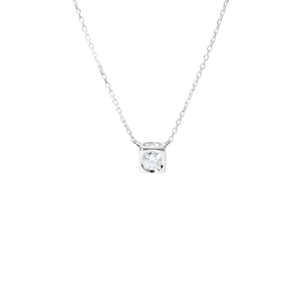 Le Cube Diamant Medium Necklace in 18K White Gold with Diamond - 1