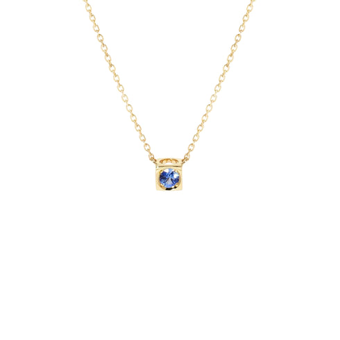 Le Cube Necklace in 18K Yellow Gold with Blue Sapphire - 1