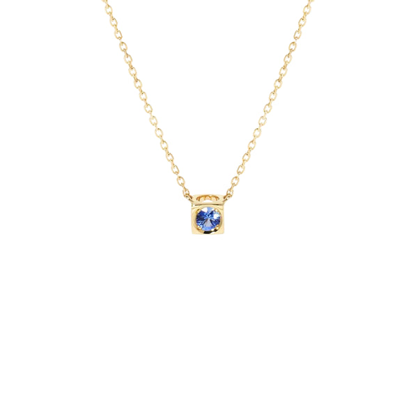 Le Cube Necklace in 18K Yellow Gold with Blue Sapphire - 1