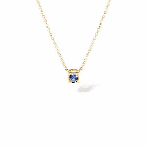 Le Cube Necklace in 18K Yellow Gold with Blue Sapphire - 1