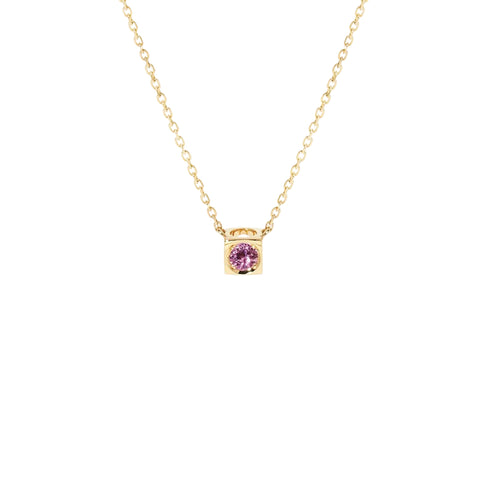 Le Cube Necklace in 18K Yellow Gold with Pink Sapphire - 1