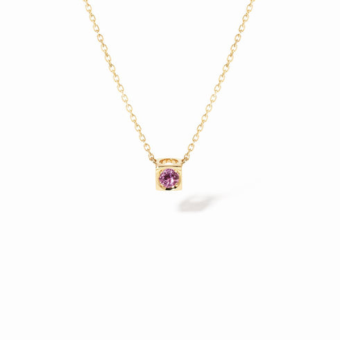 Le Cube Necklace in 18K Yellow Gold with Pink Sapphire - 1