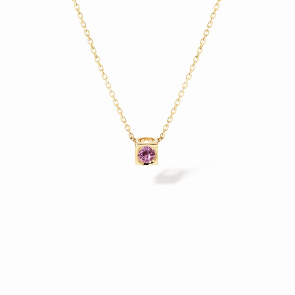 Le Cube Necklace in 18K Yellow Gold with Pink Sapphire - 1