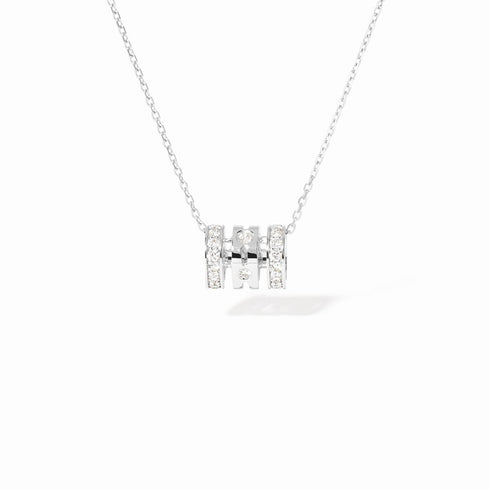 Pulse Pavé 3 Rows Pendant in 18K White Gold and Diamonds - 1