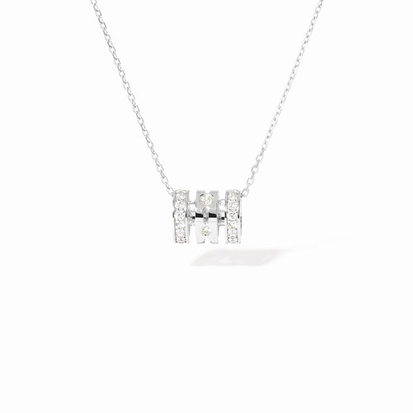 Pulse Pavé 3 Rows Pendant in 18K White Gold and Diamonds - 1