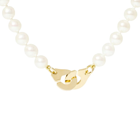 Menottes Dinh Van Pearl Small Necklace in 18K Yellow Gold - 1