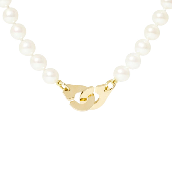 Menottes Dinh Van Pearl Small Necklace in 18K Yellow Gold - 1