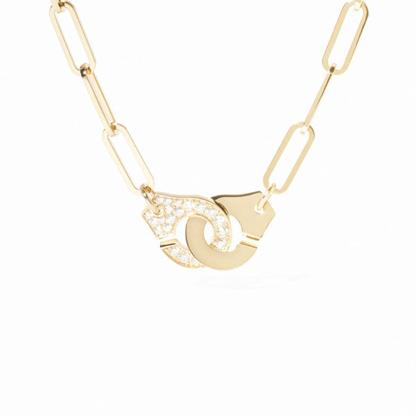 Menottes Dinh Van Necklace in 18K Yellow Gold with Diamonds - 1