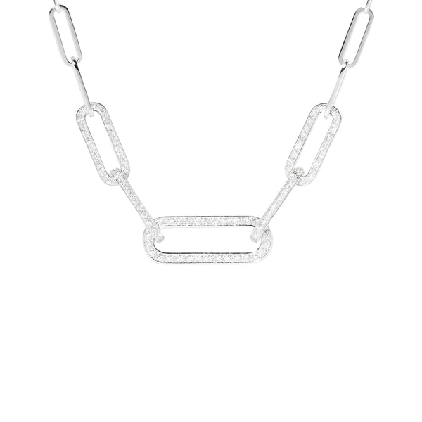Maillon Medium Necklace in White Gold and Diamonds - 1