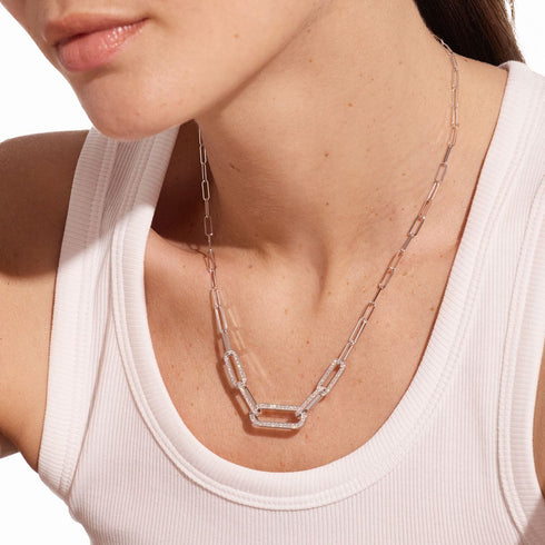 Maillon Medium Necklace in White Gold and Diamonds - 3