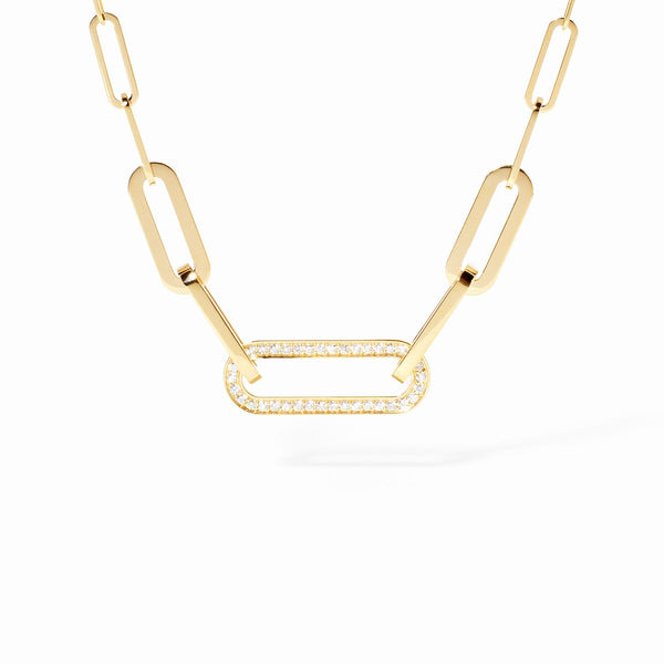 Maillon Medium Necklace in 18K Yellow Gold with Diamonds - 1