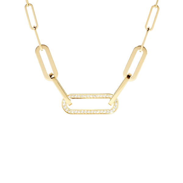 Maillon Medium Necklace in 18K Yellow Gold with Diamonds - 1