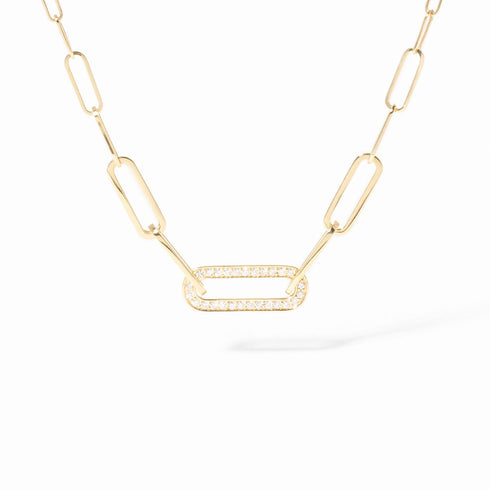 Maillon Small Necklace in 18K Yellow Gold with Diamonds - 1