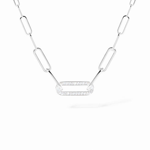 Maillon Necklace in 18K White Gold with Diamonds - 1