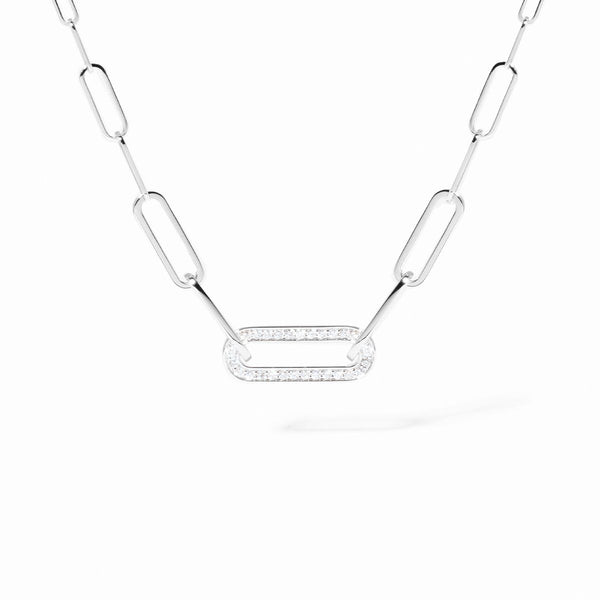 Maillon Necklace in 18K White Gold with Diamonds - 1
