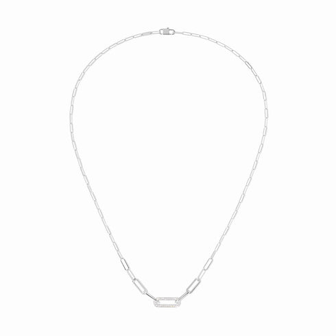 Maillon Necklace in 18K White Gold with Diamonds - 2