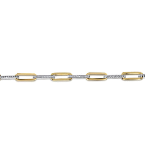 Bujukan Diamond Link Bracelet in 14K White and Yellow Gold - 2