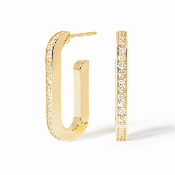 Maillon Large Earrings in 18K Yellow Gold with Diamonds - 1