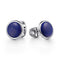 Contemporary 925 Sterling Silver Round Lapis Cufflinks - 2