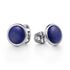 Contemporary 925 Sterling Silver Round Lapis Cufflinks - 2