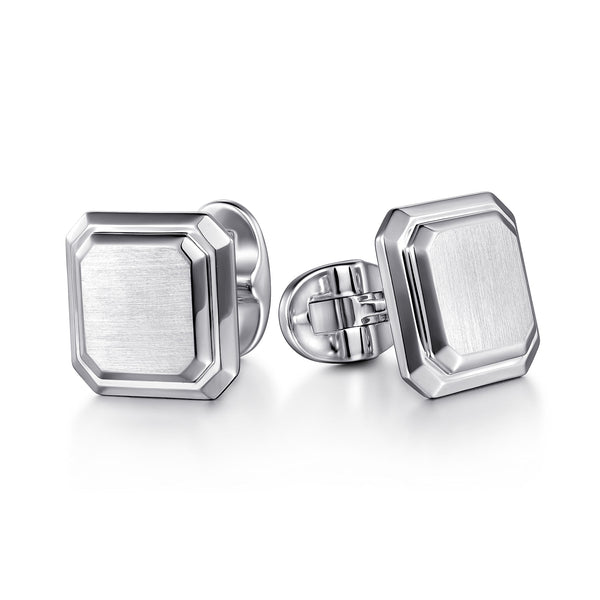 Contemporary 925 Sterling Silver Square Cufflinks - 2