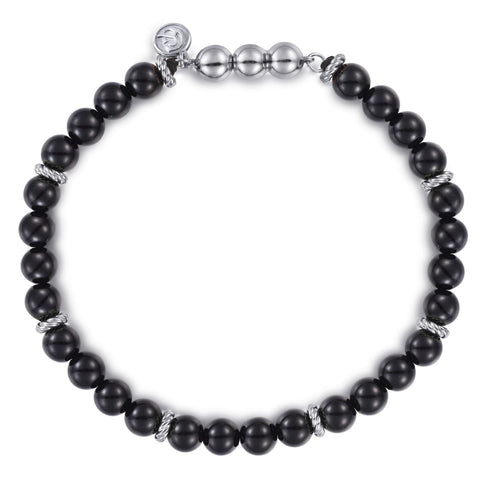 Bujukan 925 Sterling Silver Black Onyx Beaded Bracelet - 2