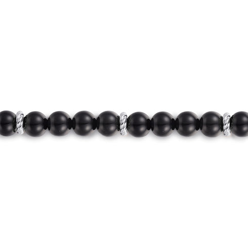 Bujukan 925 Sterling Silver Black Onyx Beaded Bracelet - 3